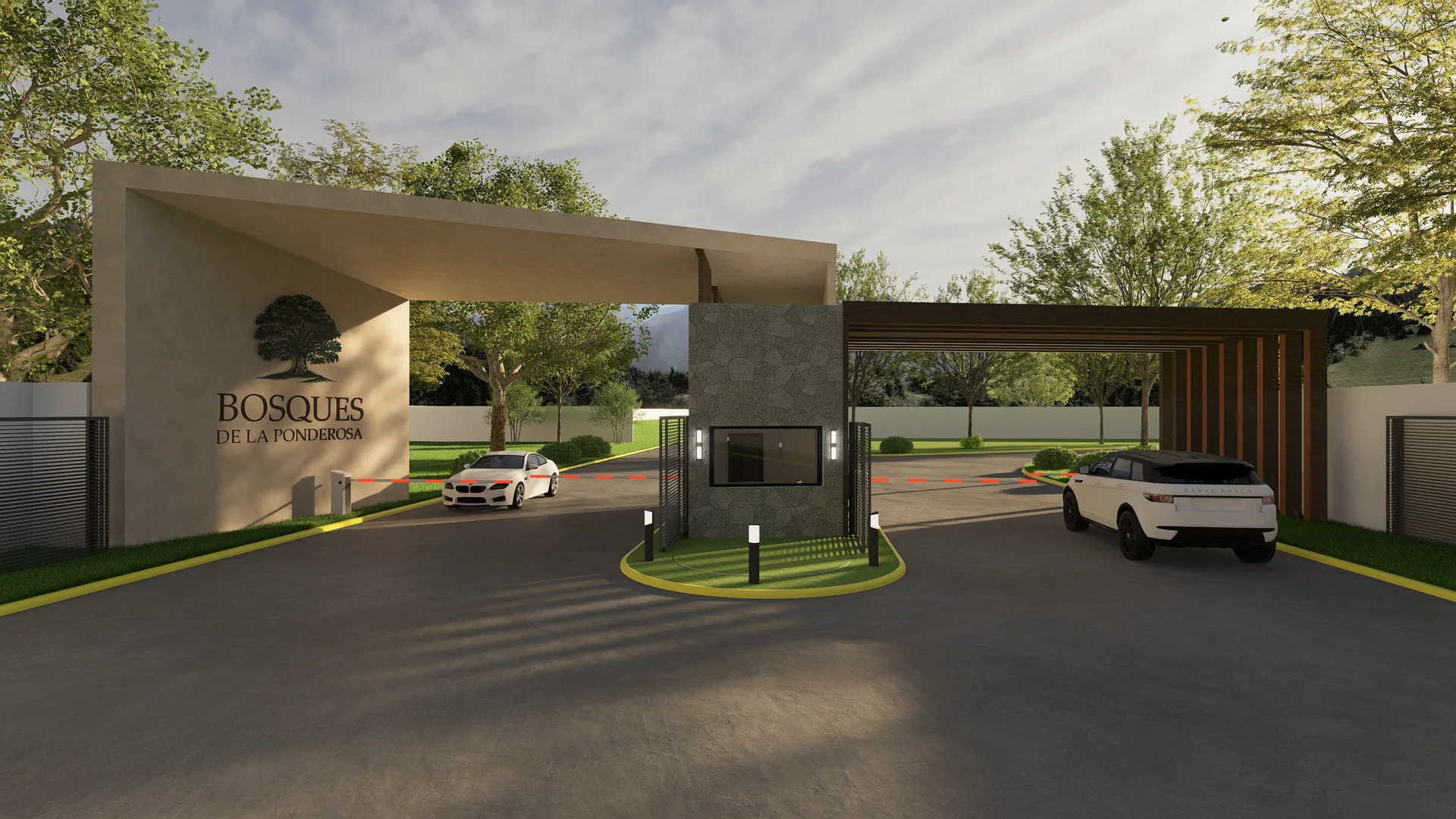 Render de la entrada de Bosques de la Ponderosa